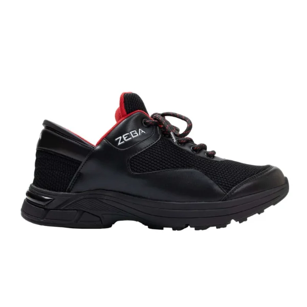 Black & Red Comfort Mesh Walking Sneakers