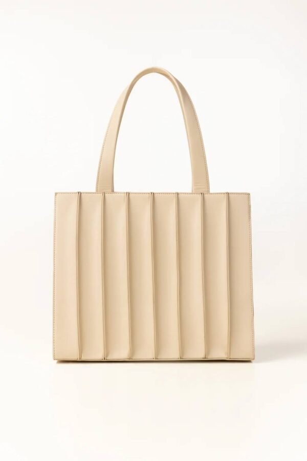 Beige Pleated Tote Bag for Women