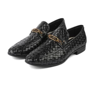Woven Leather Chain Loafers